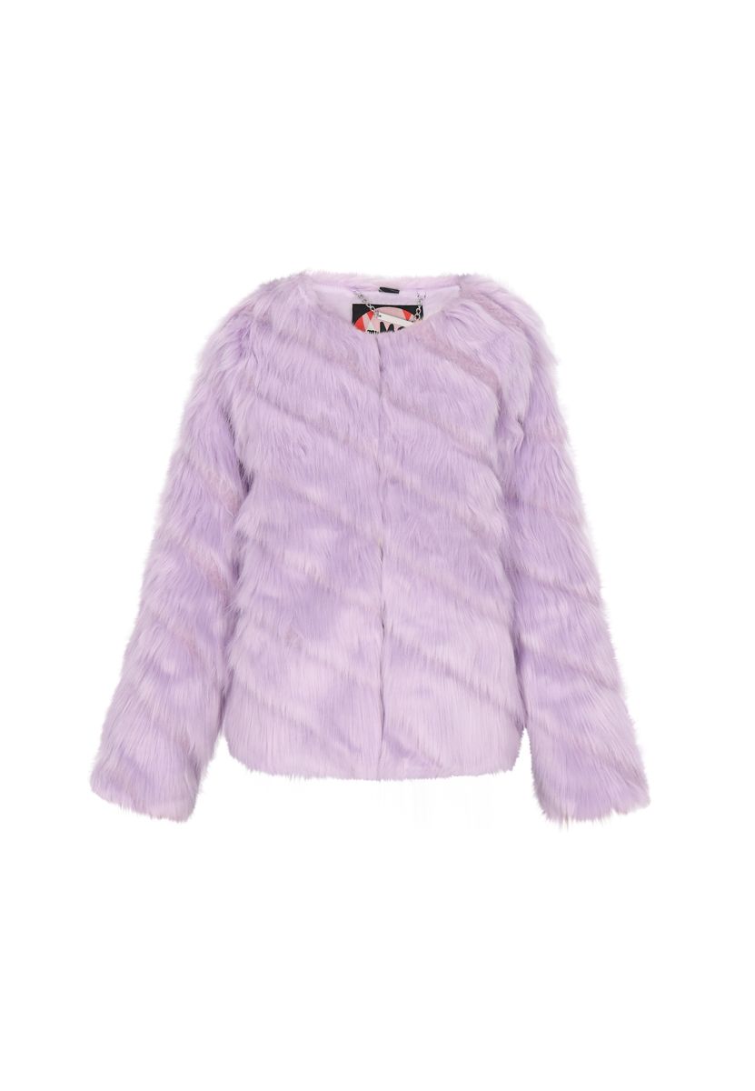 Kurze Kunstpelzjacke mit Rundhalsausschnitt