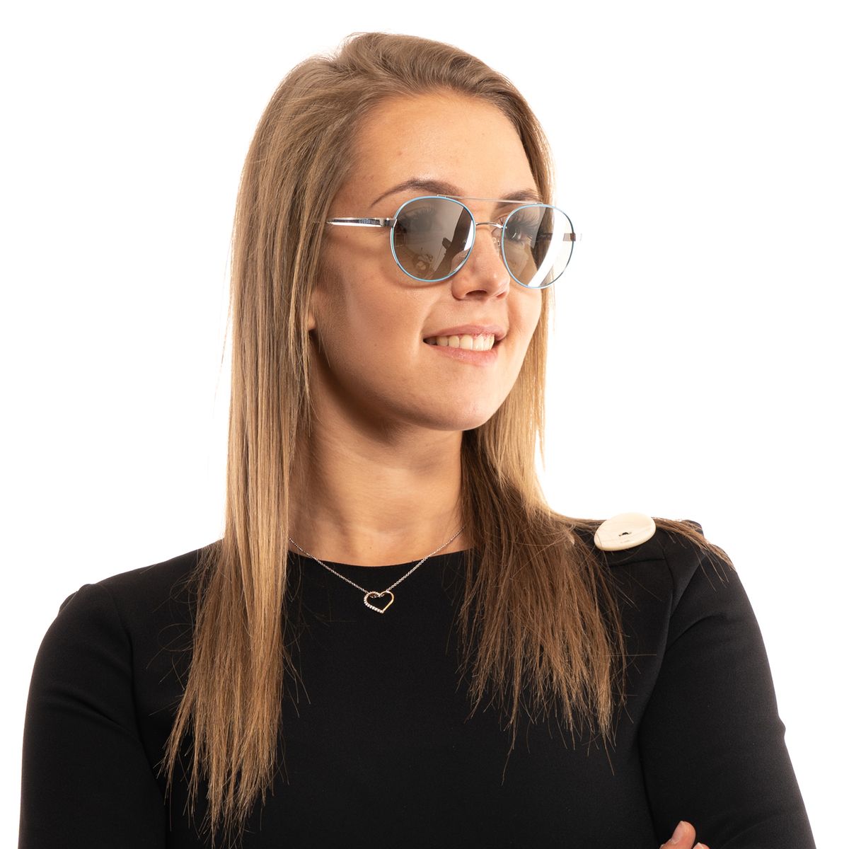 Runde Metallsonnenbrille mit Doppelsteg