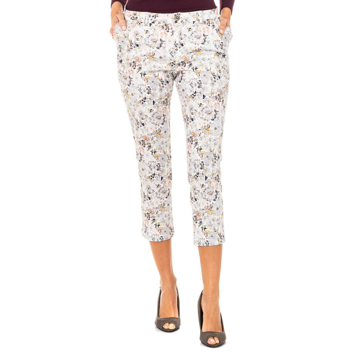 Gerade Caprihose mit Blumenmuster