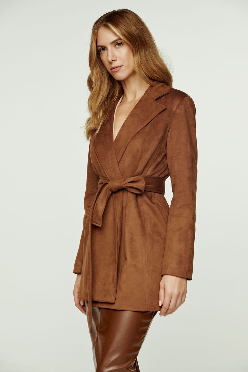 Wickeljacke in Wildleder-Optik mit Gürtel