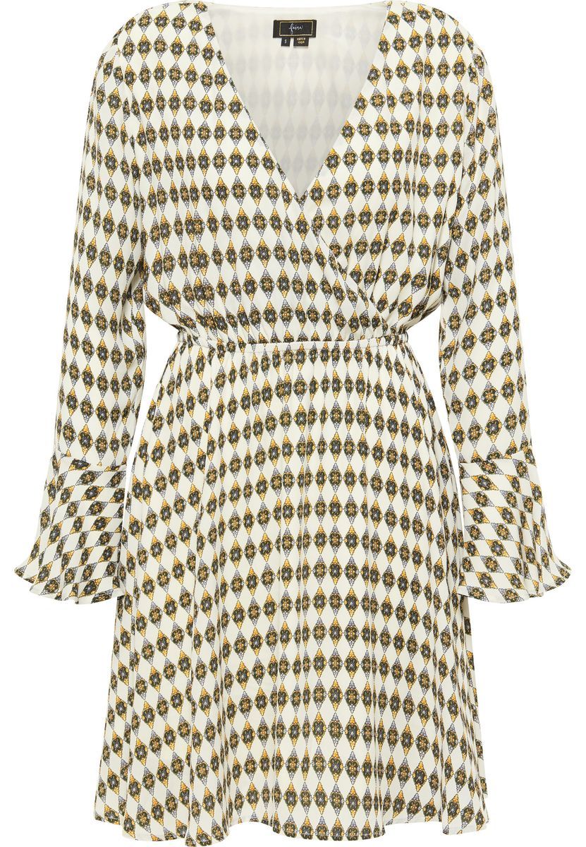 Minikleid mit Geometrie-Print und Trompetenärmeln