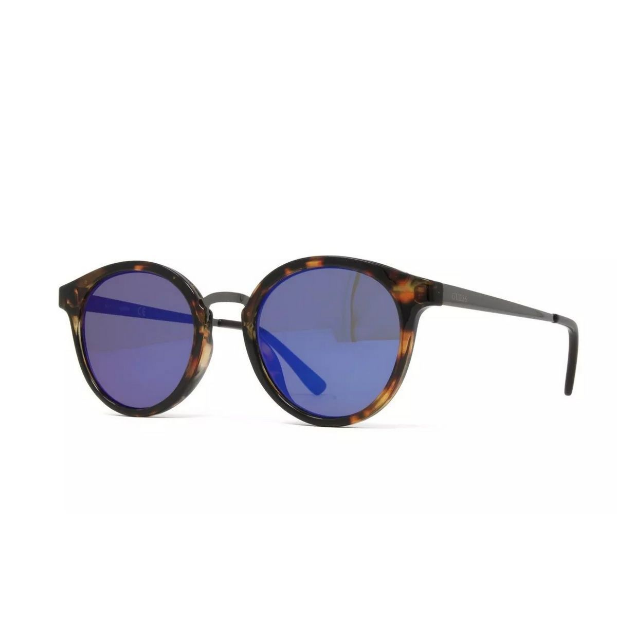 Runde gemusterte Sonnenbrille mit verspiegelten Gläsern