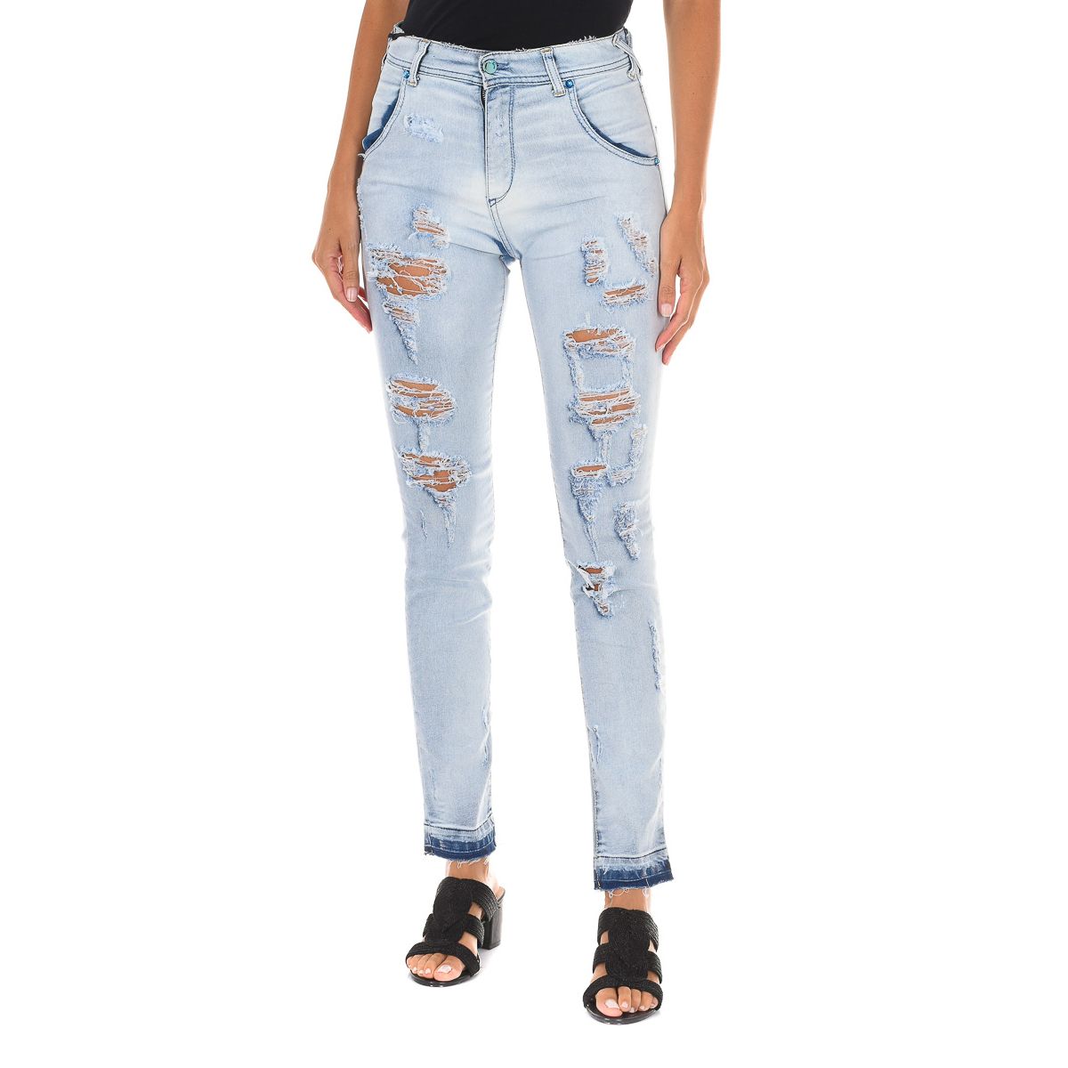 Schmale Jeans mit Destroyed-Effekten