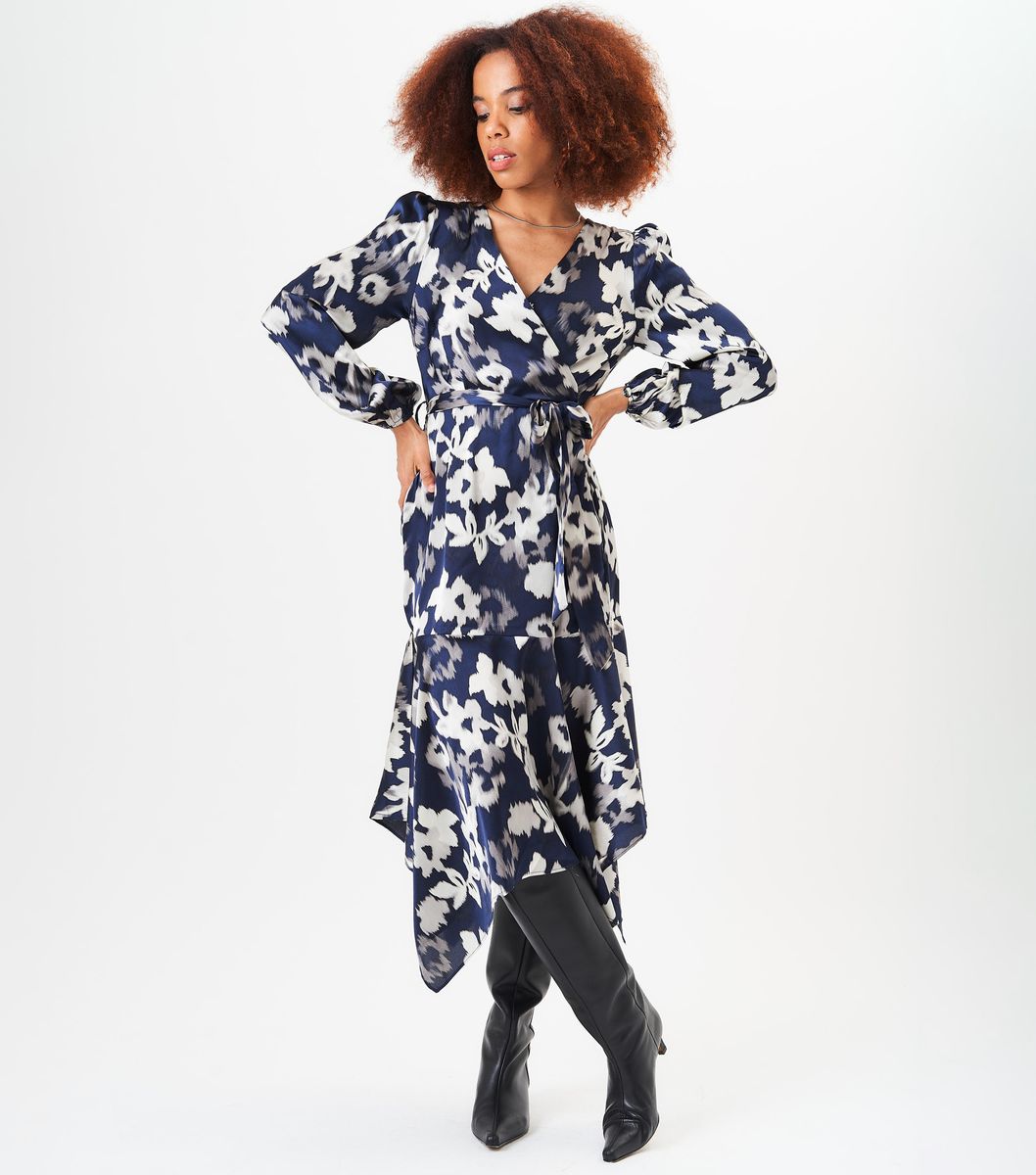 Elegantes florales Wickel-Midikleid