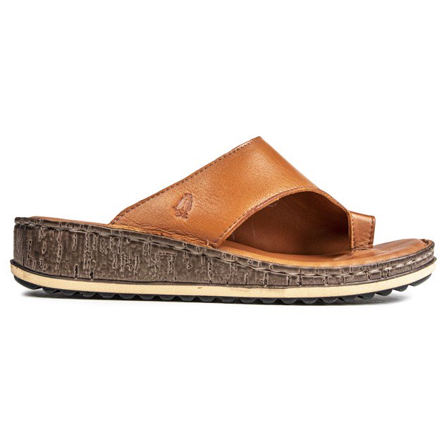 Leder-Plateausandalen mit Zehensteg