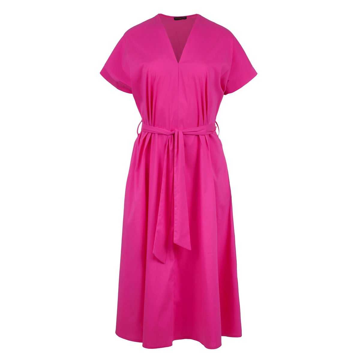 A-Linien-Popeline-Midikleid mit Gürtel