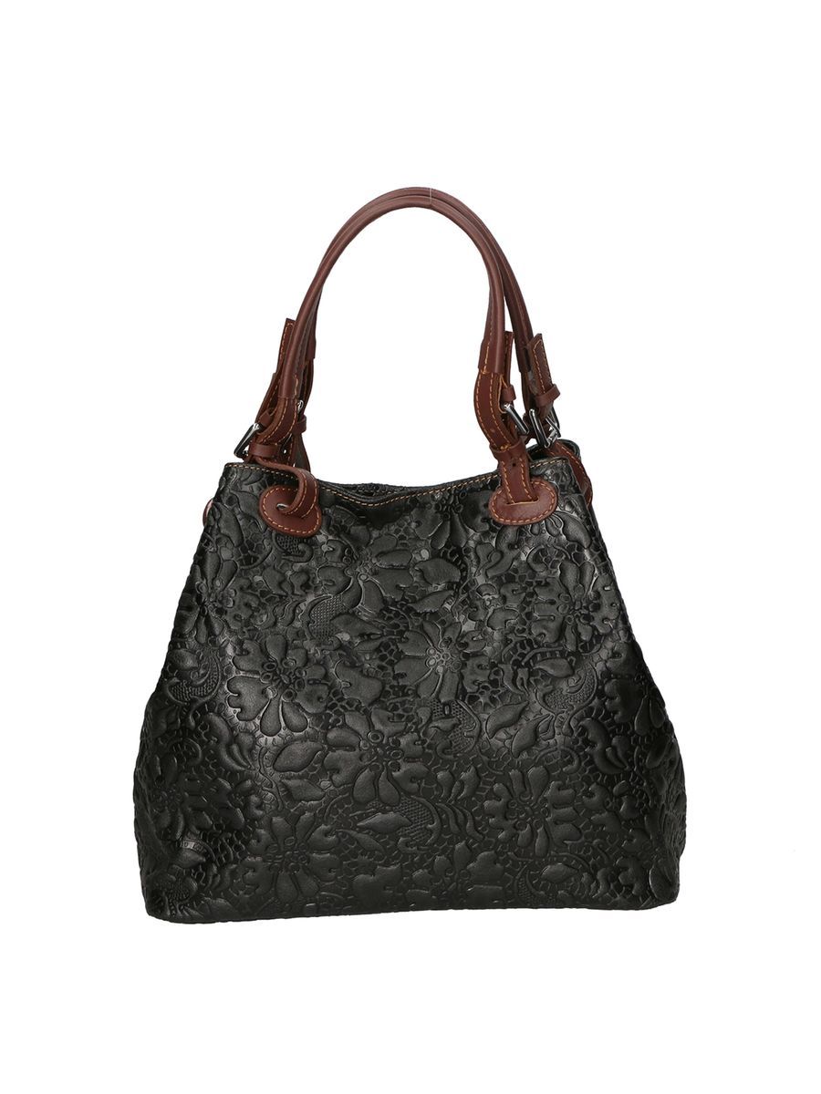 Shopper aus geprägtem Blumenleder