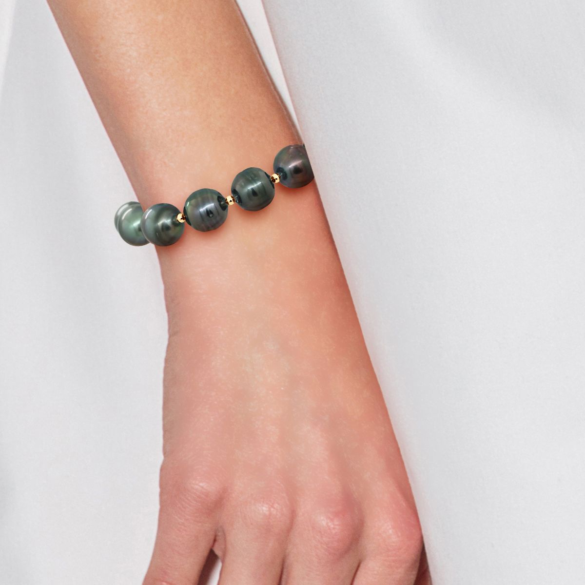 Tahiti-Perlenarmband mit Gelbgold