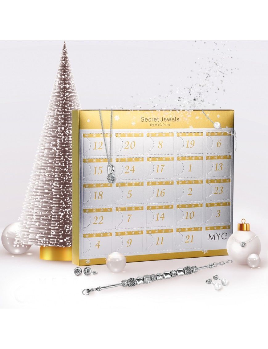 Mehrteiliger Schmuck-Adventskalender in Silber