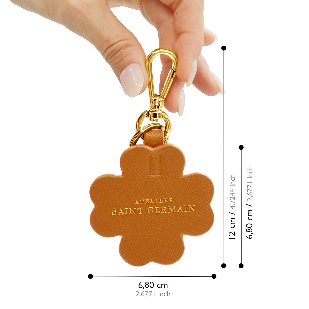 Eleganter Kleeblatt-Taschenanhänger aus Leder