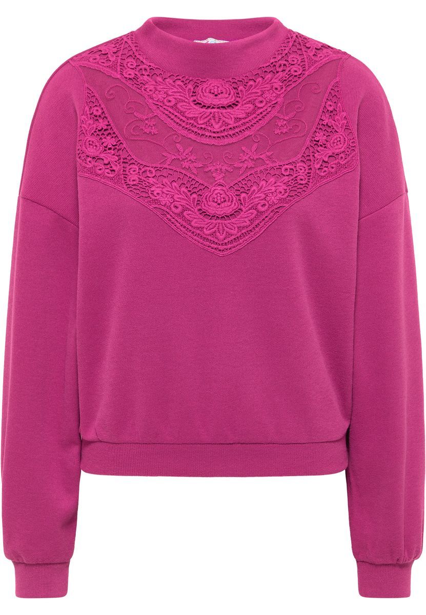 Oversized-Sweatshirt mit Spitzenbesatz