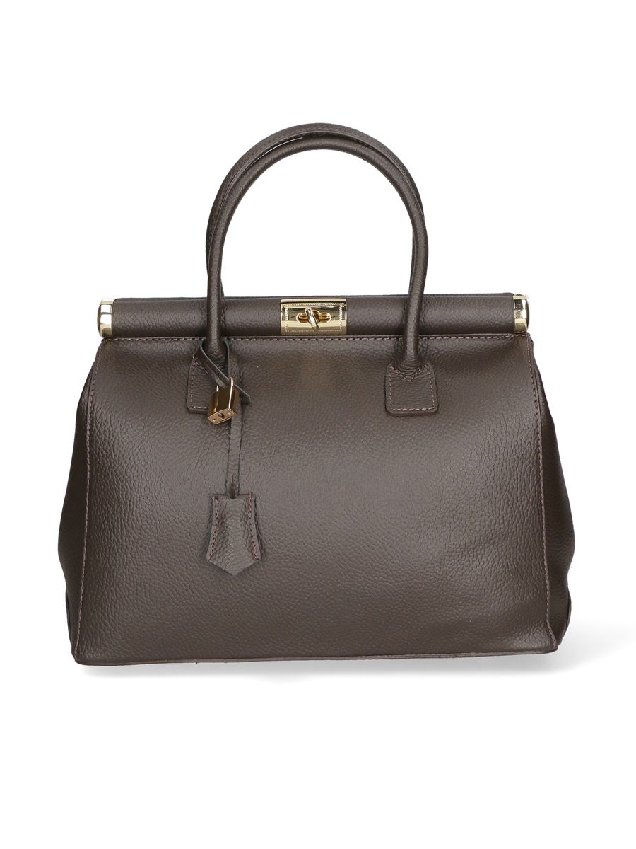 Strukturierte Satchel-Tasche aus genarbtem Leder