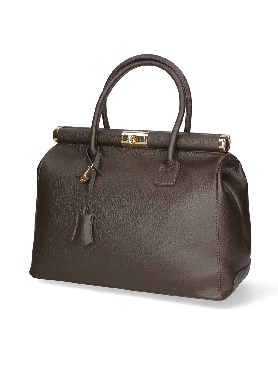 Strukturierte Satchel-Tasche aus genarbtem Leder