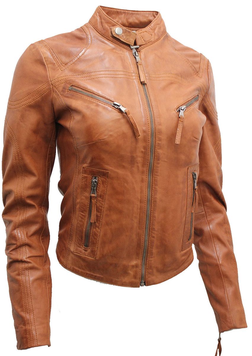 Slim-Fit Leder Bikerjacke