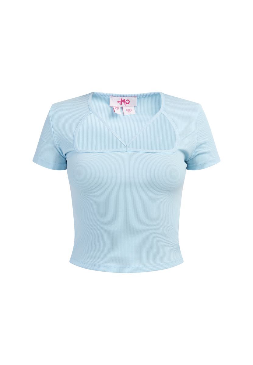 Rippstrick-Shirt mit Cut-out-Detail
