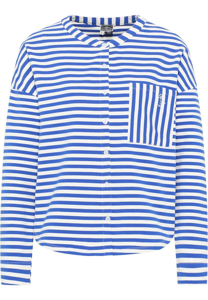Gestreiftes Maritimes Sweatshirt mit Knopfleiste