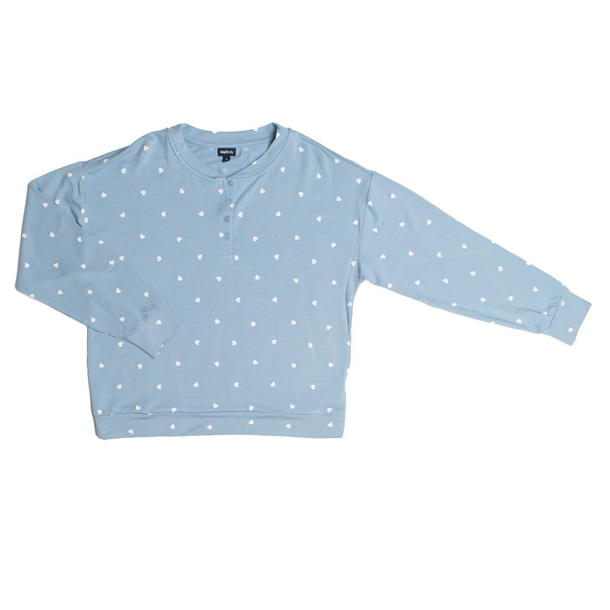Henley-Pyjamaoberteil mit Herzmuster