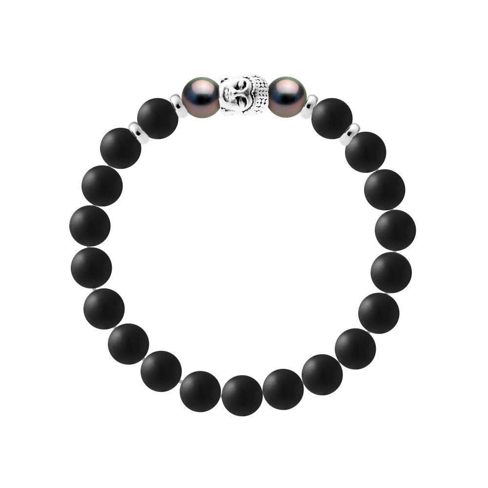 Buddha-Perlenarmband mit Tahitiperlen