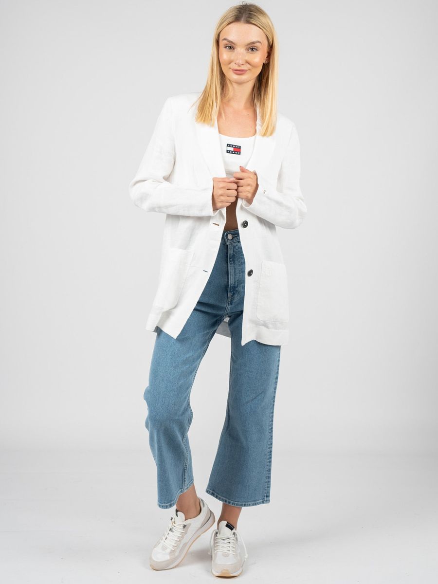 Einreihiger Longblazer aus Leinen