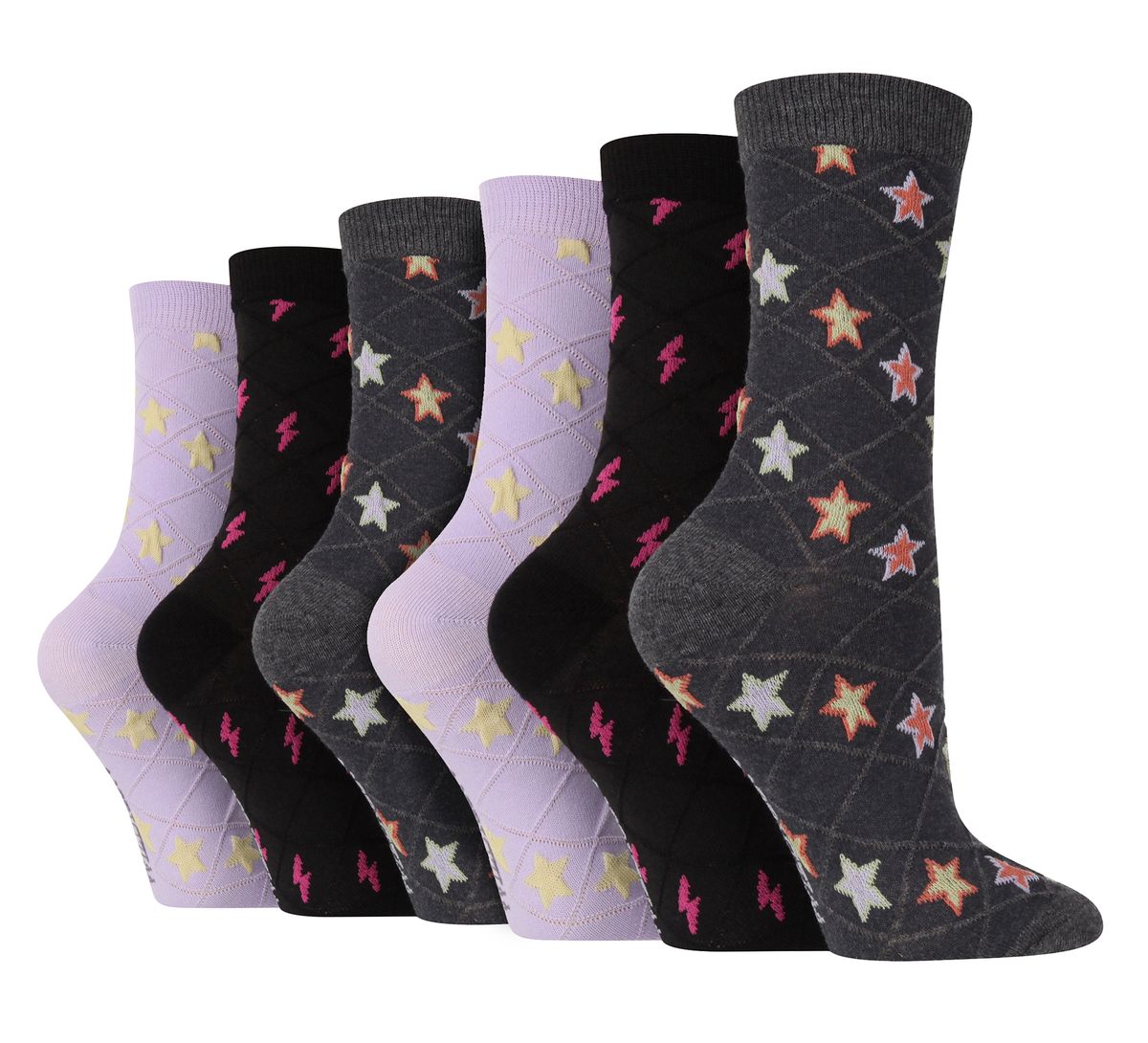 Strick-Socken mit Sternen und Blitzen