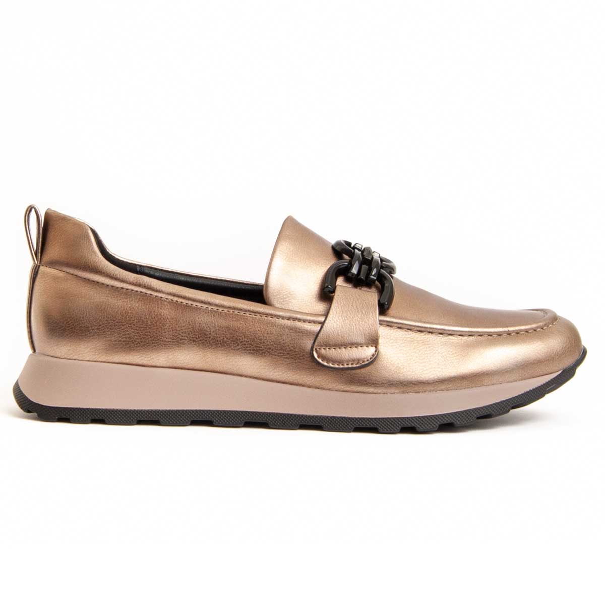 Metallic-Plateau-Loafer mit Kettendetail