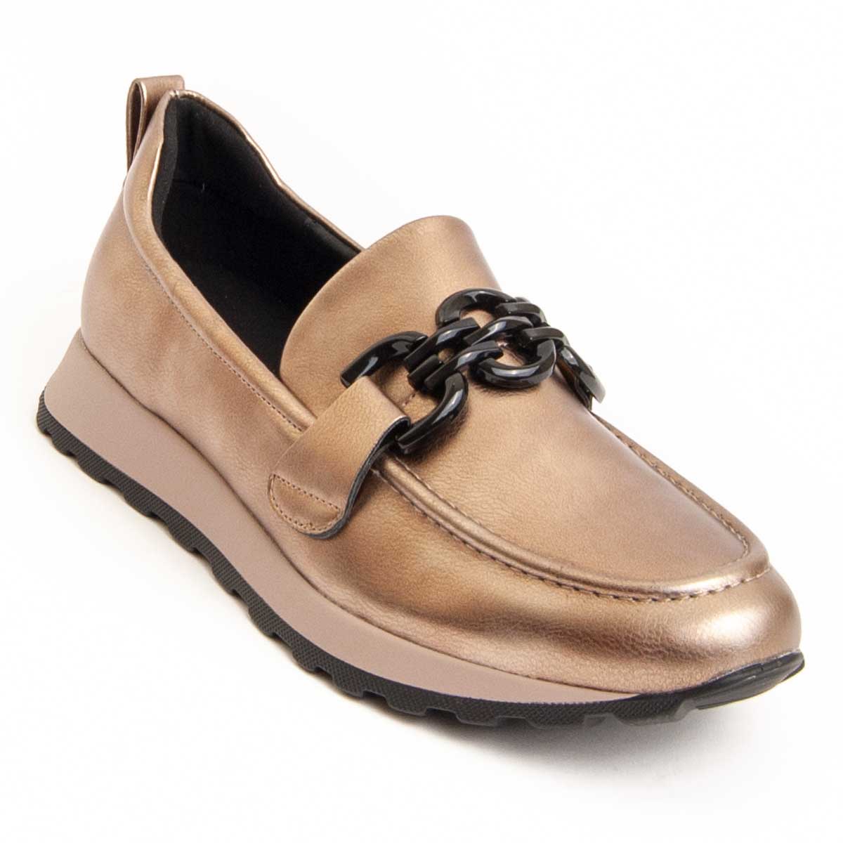 Metallic-Plateau-Loafer mit Kettendetail