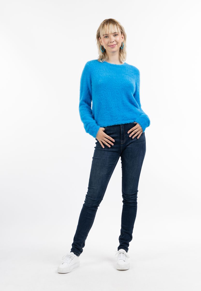 Weicher flauschiger Strickpullover mit Rundhalsausschnitt