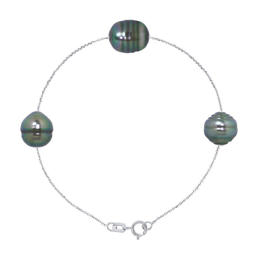 Tahiti-Perlenarmband aus Sterlingsilber