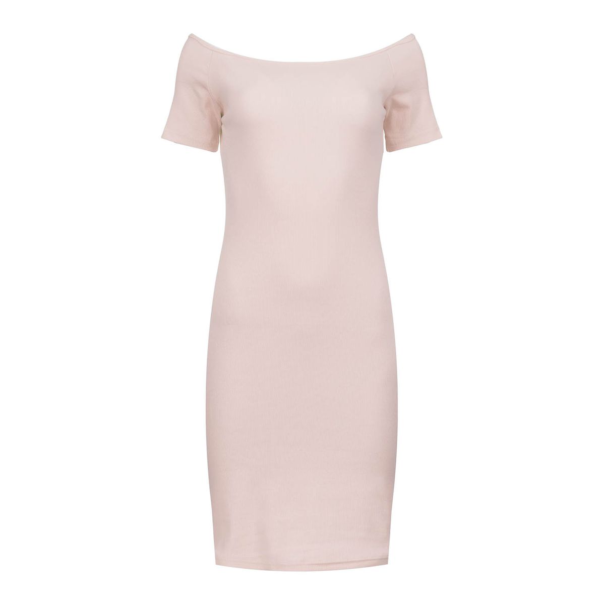 Schulterfreies Enges Rippstrick-Kleid