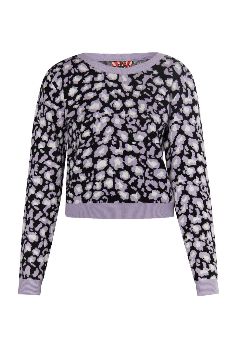 Kurzer Strickpullover mit Leopardenmuster