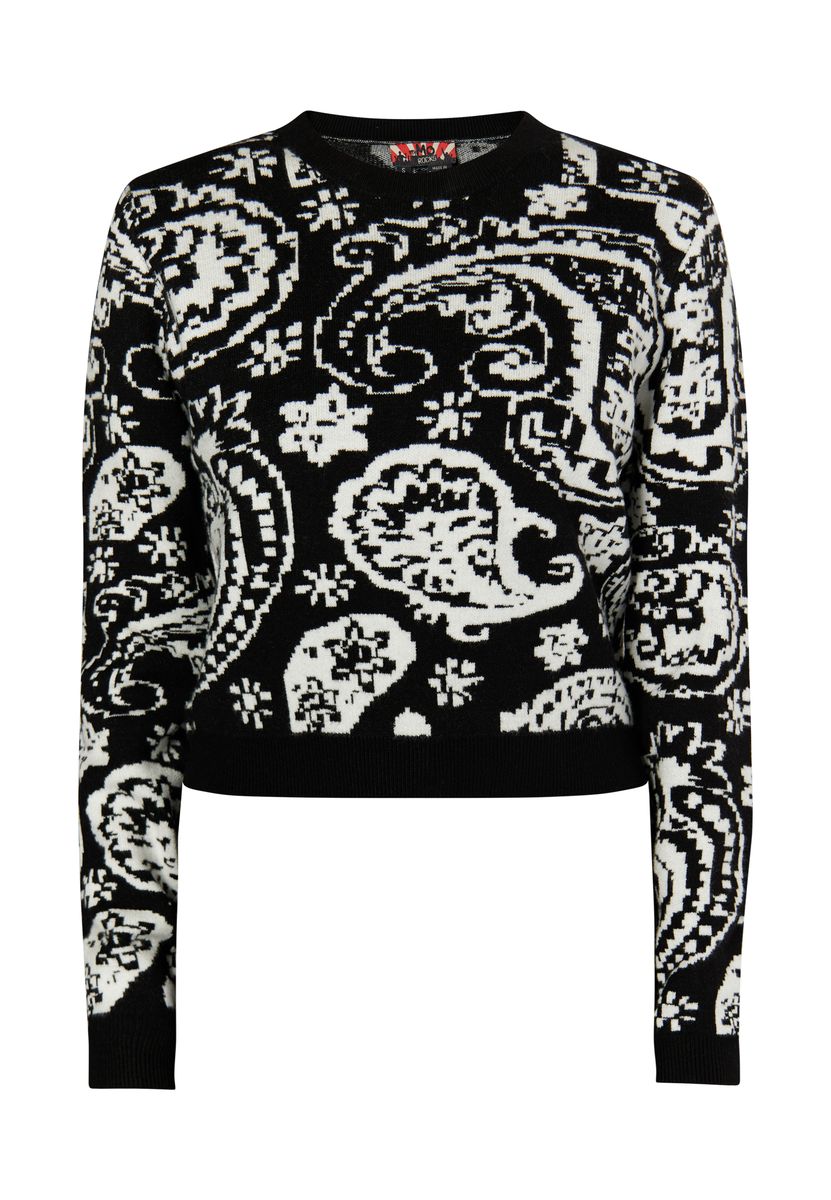 Kurzer Strickpullover mit Leopardenmuster