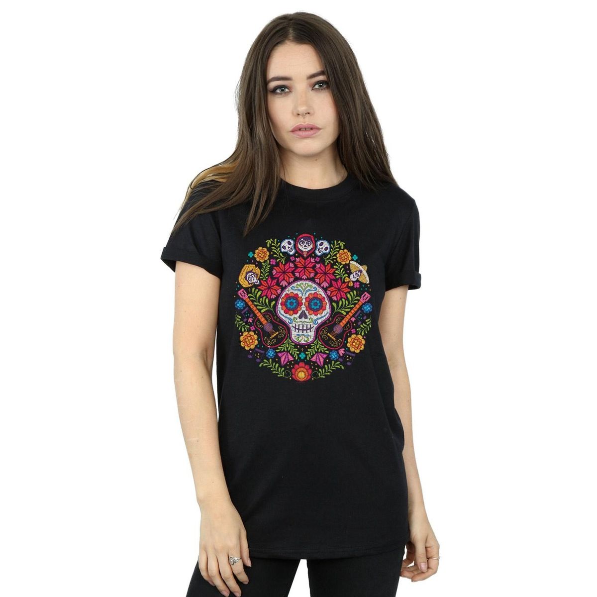 T-Shirt mit buntem Zuckerschädel-Druck
