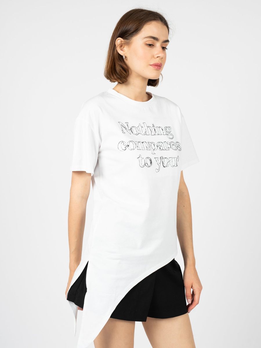Asymmetrisches T-Shirt mit Grafik-Print
