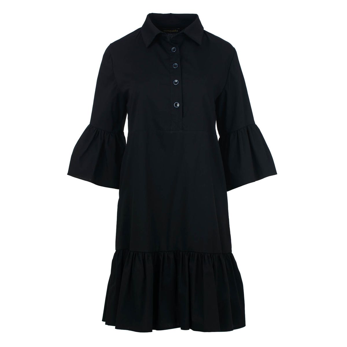 Baumwollpopeline-Kleid mit Glockenärmeln