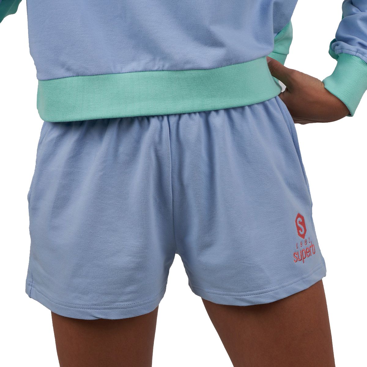 Bestickte Jersey-Shorts in Pastelltönen