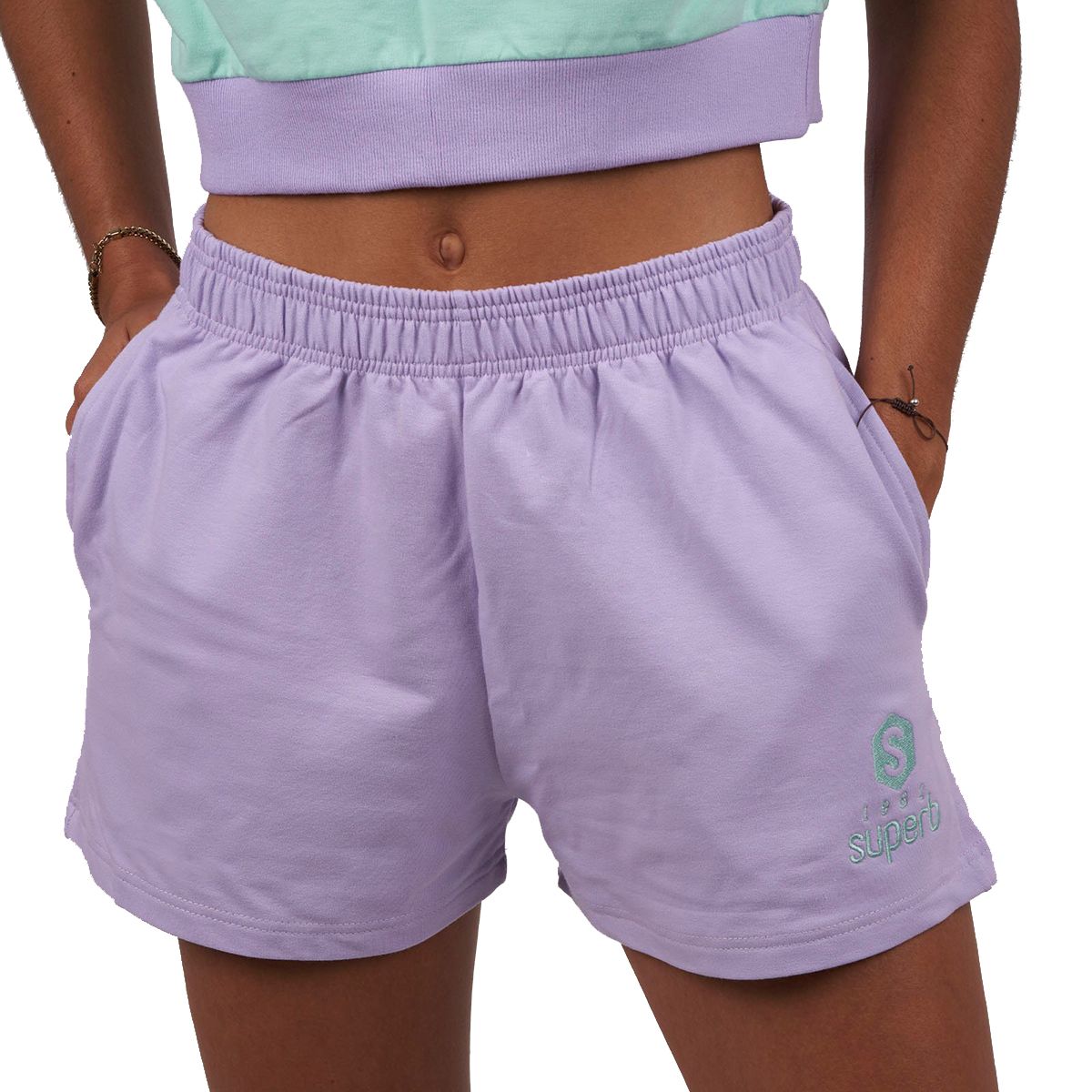 Bestickte Jersey-Shorts in Pastelltönen