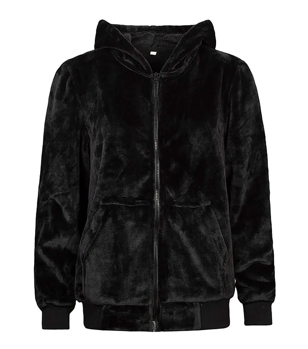 Plüschiger Thermo-Fleece Hoodie mit Reißverschluss