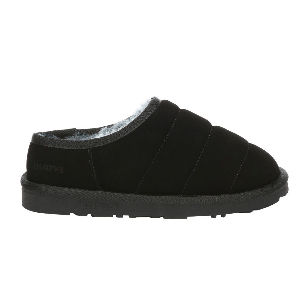 Gesteppte Slipper aus Lammfell-Veloursleder