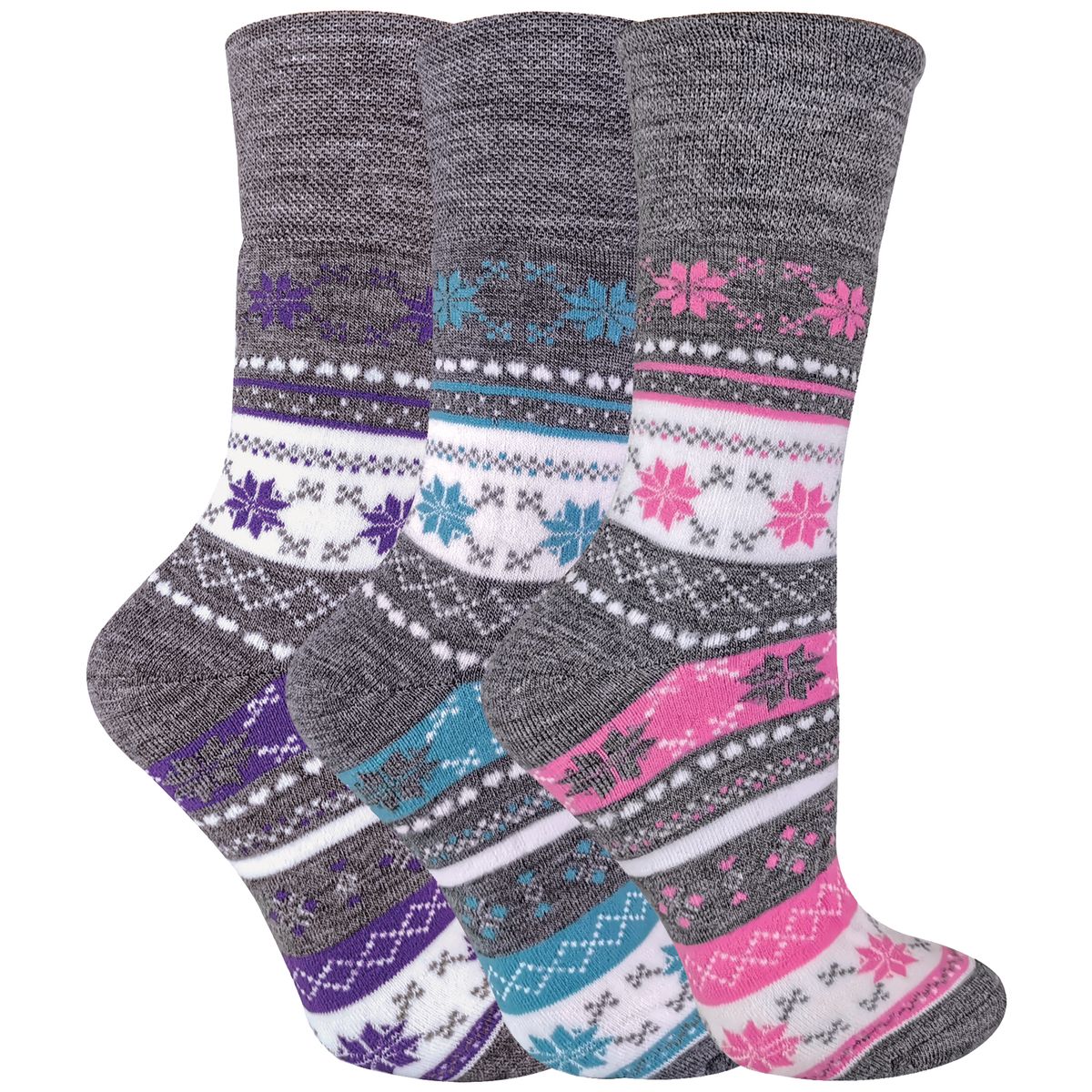 Warme Fair-Isle Thermo-Stiefelsocken