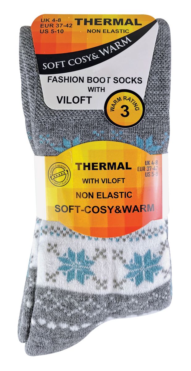 Warme Fair-Isle Thermo-Stiefelsocken