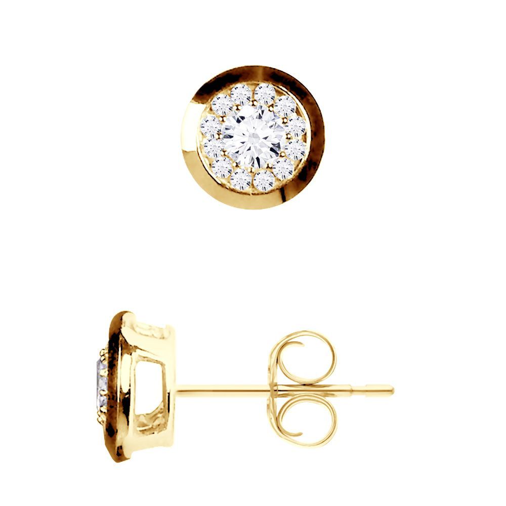 Diamant-Halo-Ohrstecker aus Gelbgold