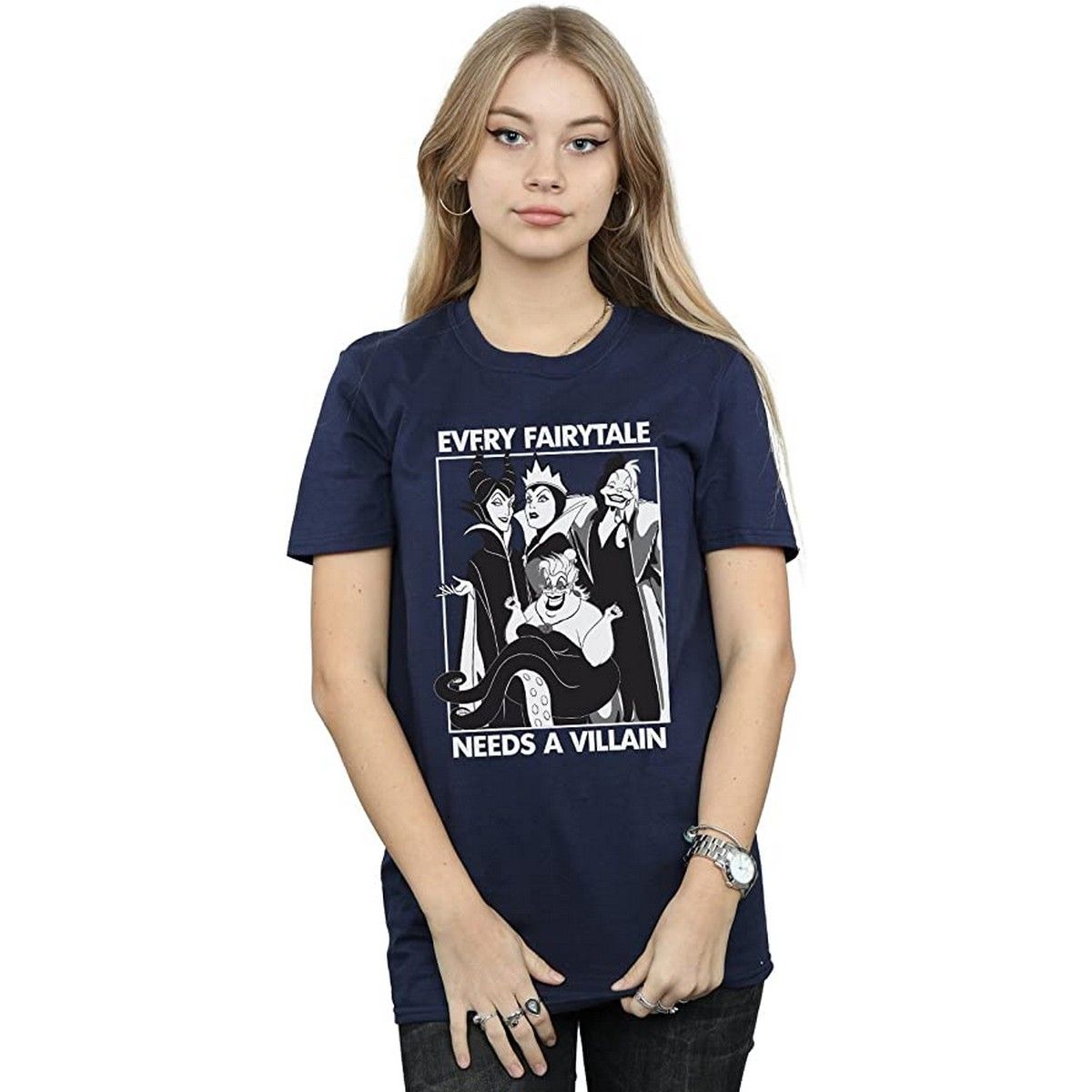 Grafik-Boyfriend-T-Shirt mit Bösewicht-Print