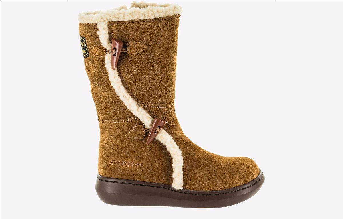 Wadenhohe Wildlederstiefel mit Knebelverschluss