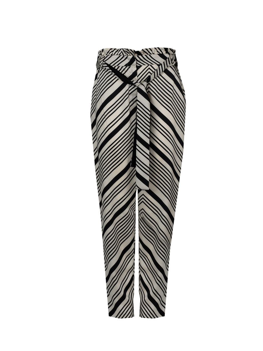 Hochtaillierte Hose mit geometrischen Streifen