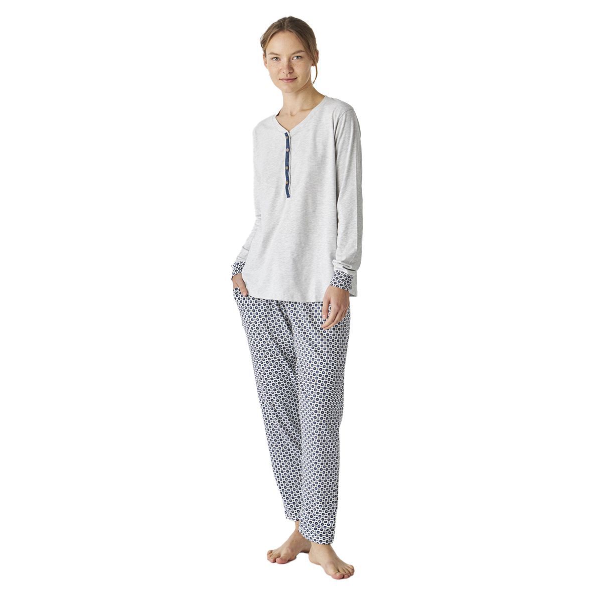 Langärmliges Baumwoll-Pyjama-Set