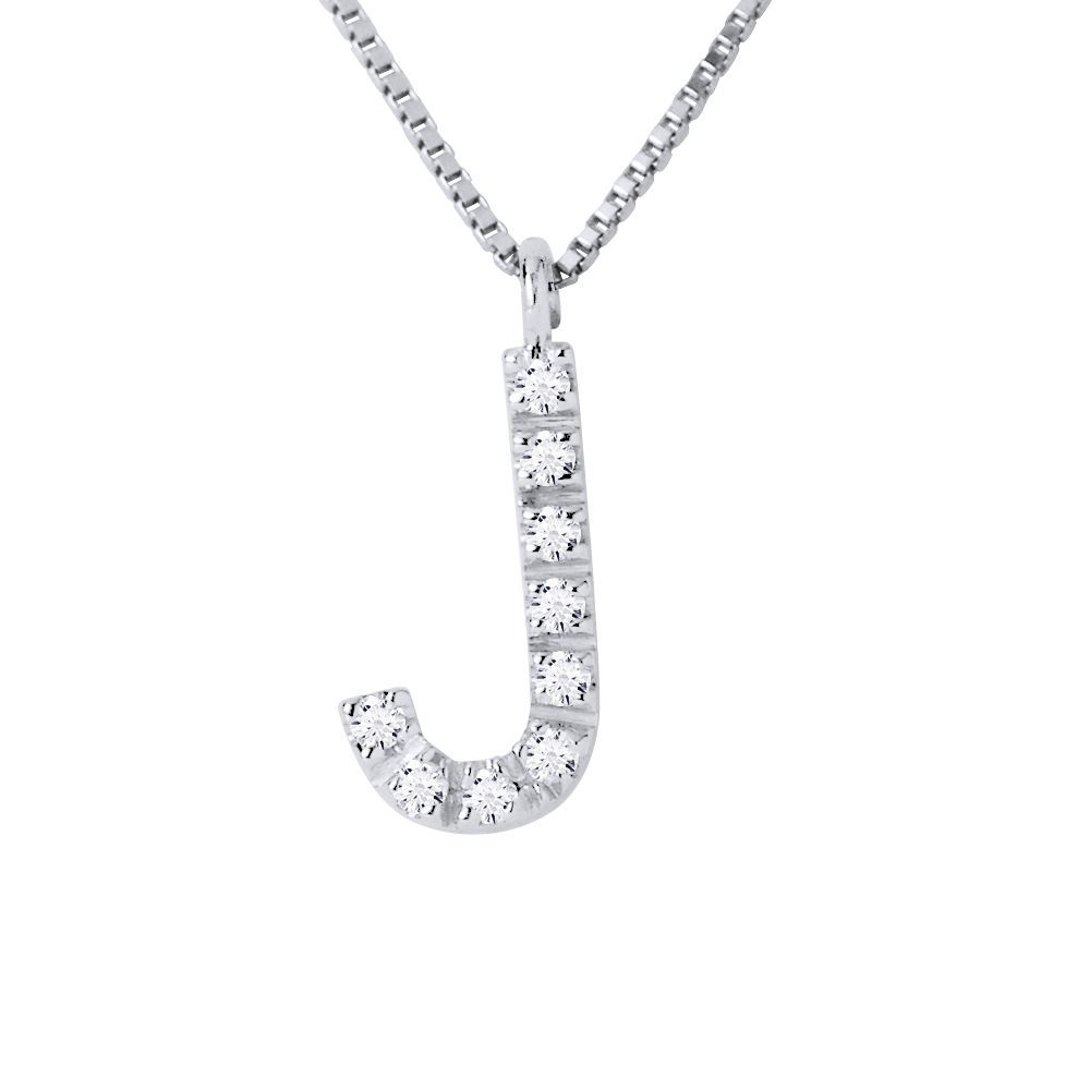 Diamant-Initialen-Halskette Buchstabe J