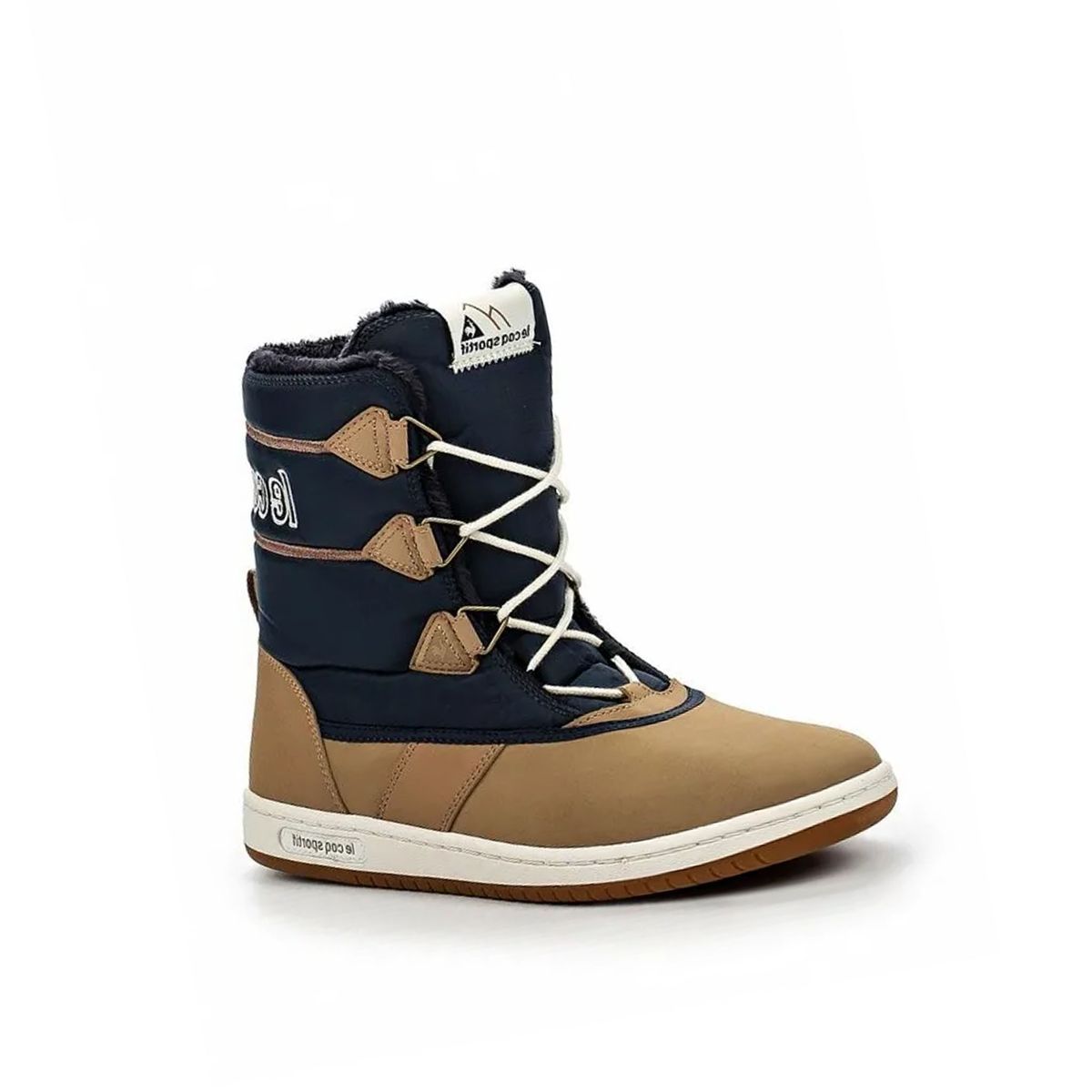 Zweifarbige wattierte Schneestiefel mit Fellfutter