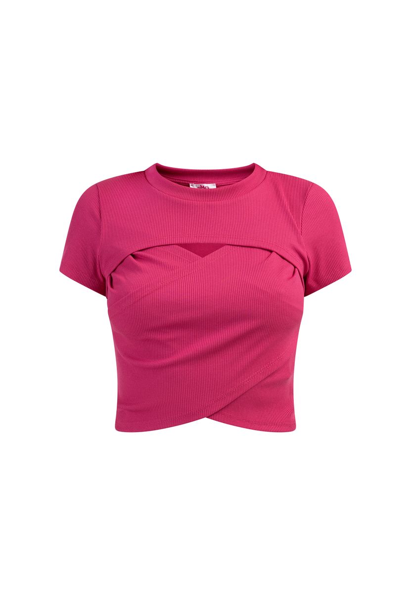 Geripptes Crop-Top in Wickeloptik