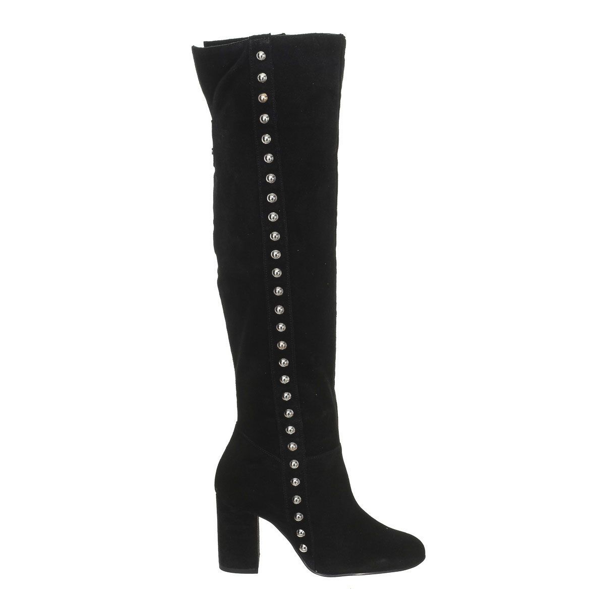 Overknee-Stiefel aus Wildleder mit Nieten