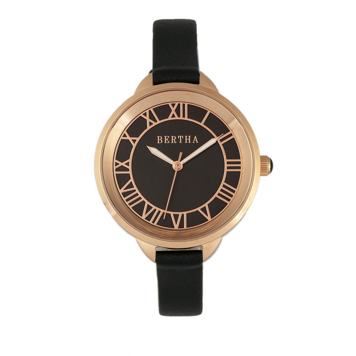 Elegante Lederuhr mit römischen Ziffern